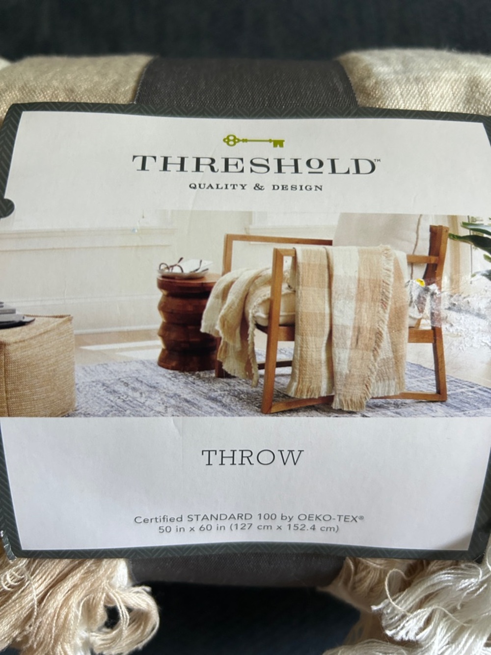 NWT Threshold Beige and Cream Striped Throw